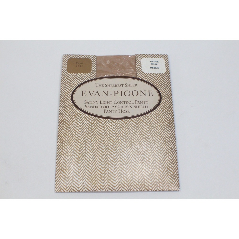 Vintage Evan Picone The Satiny Light Control Pantyhose Beige Medium Sandal Foot